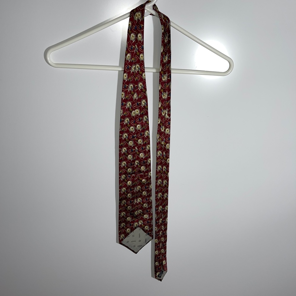 Fendi Italy‎ Silk Burgundy Fishing Tie - Picture 7 of 7